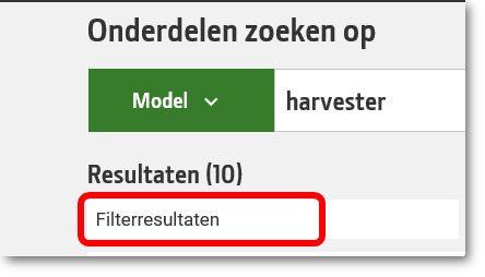 Filter results icon circled at the bottom of the parts lookup component