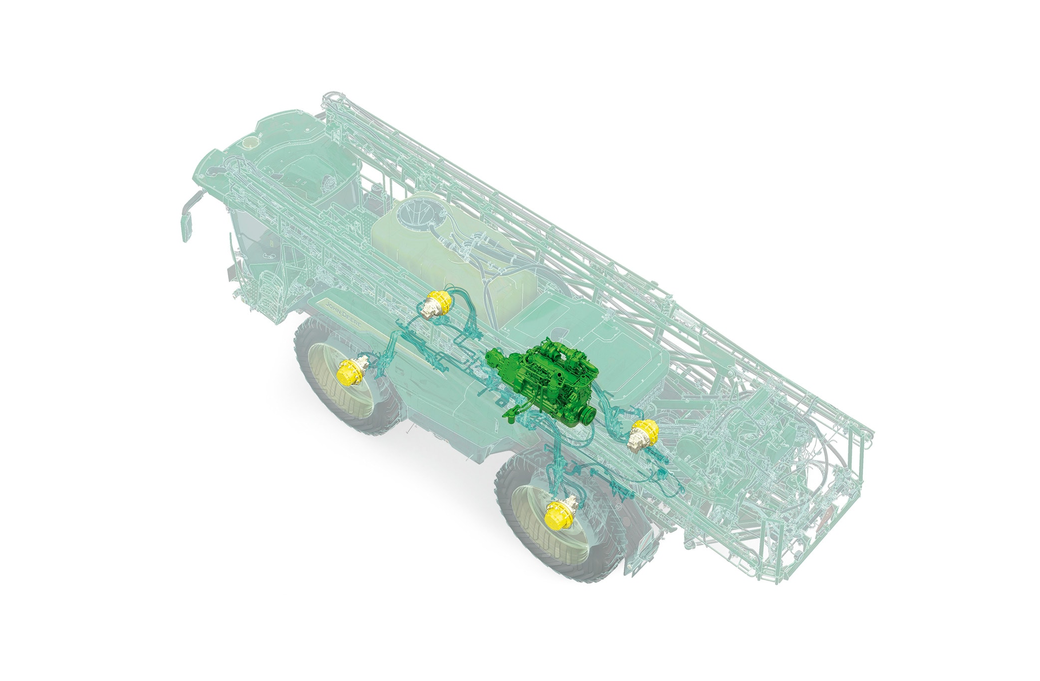 Technische CAD-illustratie van de 500R met CommandDrive™ en motor gemarkeerd