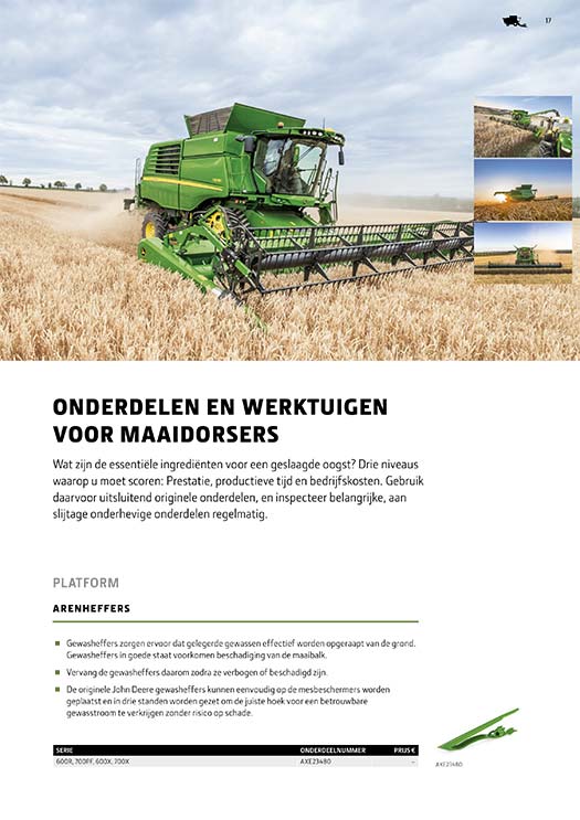 Maaidorseronderdelen en -werktuigen