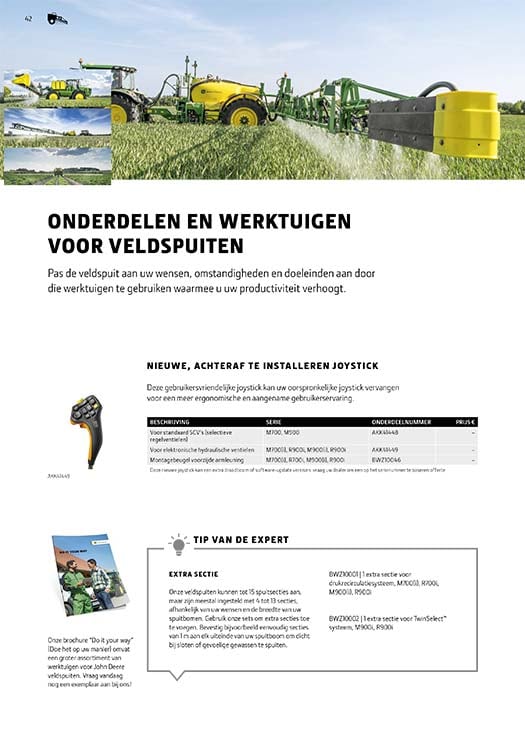 Veldspuitonderdelen en werktuigen